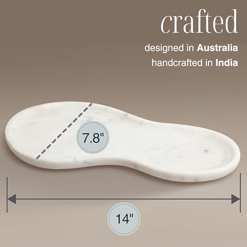 Large Curved Edge Marble Tray 14" x 7.8" â Natural Stone Vanity Tray for Perfume & Jewelry, Elegant White Marble Decor for Bathroom Countertop & Kitchen Counter, Modern Catchall for Keys & Candles - Image 4
