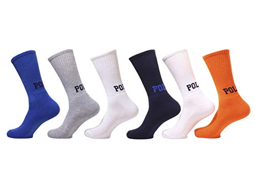 Polo Ralph Lauren Men's 6-Pack Logo Athletic Crew Sock, Assorted, 10-13