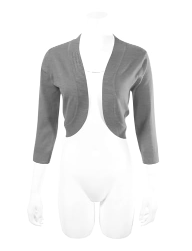Image of Allsense Women's 3 /4 Sleeve Bolero Shrug for Dresses | Open Front Cropped Cardigan, Lightweight Knit Dress Cover Up
