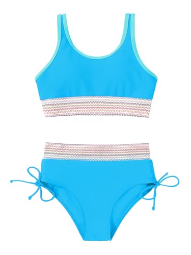 Image of Teen Girls Swimsuit Two-Piece Bikini Set Adjustable Shoulder Straps Bathing Suit Kid Athletic Swimwear with Chest Pad