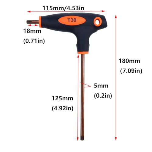 Image of Antrader T30 Anti Tamper Proof Torx Screwdriver,S2 Steel Dual End Wrench | Ergonomic T-Shaped Non-Slip Grip,Clear Size Marking & Wide Application