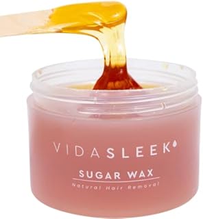 VidaSleek Sugar Wax Hair Remover for Men & Women - Sensitive Skin, 100% Natural, Gentle & Washable Formula at Home Waxing - 10 Oz