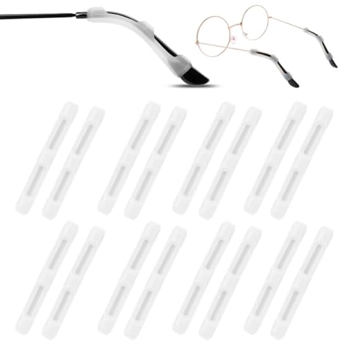UIEXAY 8Pares Patillas Gafas Silicona, Almohadillas Suave Fundas Antideslizantes Para Patillas, Almohadillas Orejas De Gafas, Funda Patillas Gafas, Gancho Para Oreja Antideslizante Soporte(Blan