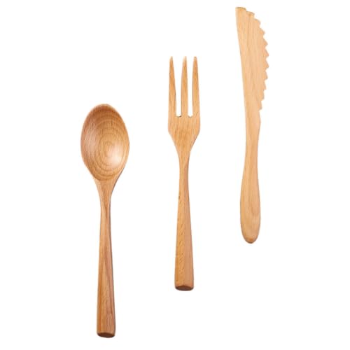 Toyvian Juego de Cubiertos Japoneses de Haya 3 Piezas Ligero y Fácil de Transportar para Bodas y Navidad Diseño Simple y Elegante