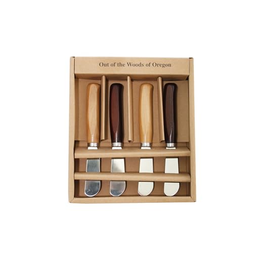 Out of the Woods Set of 4 Cheese & Butter Spreader Knives - Modern Woods (Alder & Walnut)