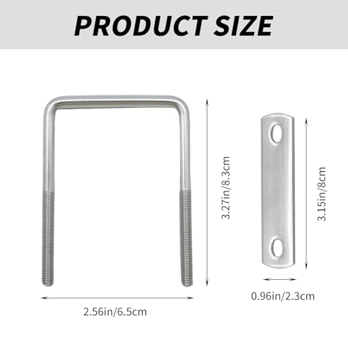 Image of VIKKSAER 6 Pcs Square U-Bolts, 2 inch /50mm Inner Width 304 Stainless Steel U Bolts, Square U Shaped Bolts with Frame Plates for Trailer Ski Boat Sailboat