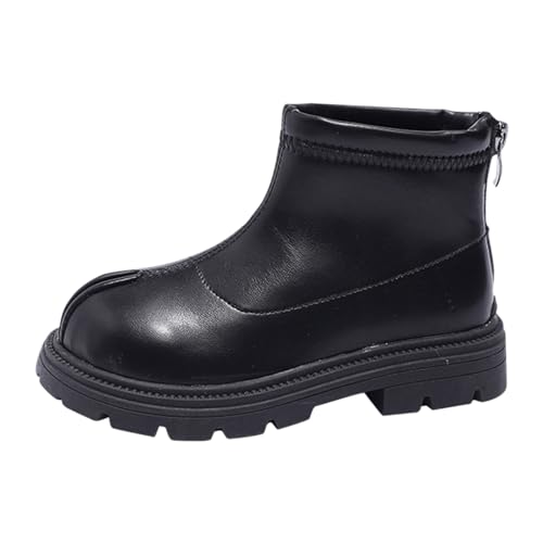 Black Platform Booties Girls Zipper Shoes Outdoor Warm Non Slip Soft Sole Booties Classic Water Proof Girls Rains Boots