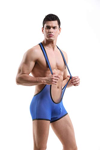 4Ufit Men's Mesh Bodysuit Wrestling Jockstrap Singlet Boxer Underwear #TOP3