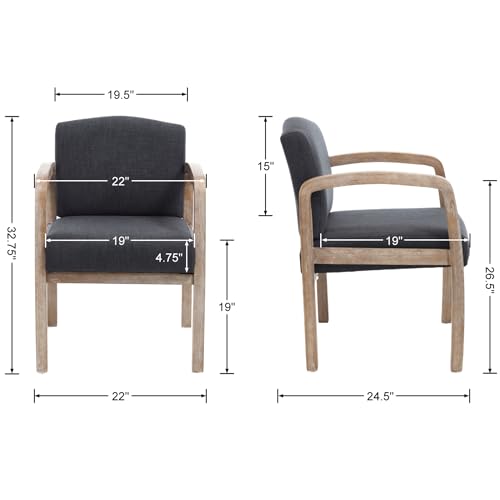 Farmhouse Linen Dining Chair Set of 4 for Kitchen & Living Room, Charcoal