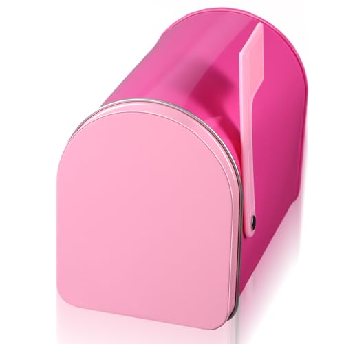Tandefio 1 Pack 5 x 3 Tinplate Mailbox Toy Mini Tin Small Decorative Tiny Mailbox DIY Craft Gift for Boys and Girls Greeting Card Classroom Party Prize Supply (Pink)