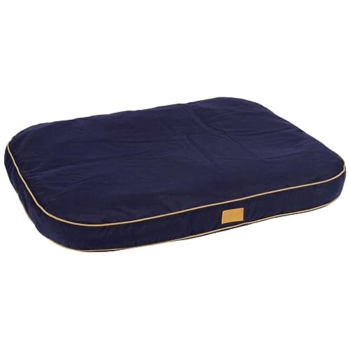 Kerbl Pet Liegekissen Jerome, Hundekissen, Hundebett, dunkelblau, cognac, 60x40x6cm, Polyester, Hunde, wattiertes Kissen, Antirutschbeschichtung