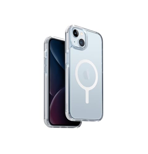 UNIQ Coque de téléphone de Combat Compatible avec iPhone 15 Plus, Chargeur magnétique MagClick Compatible (Blanc)
