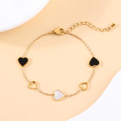 Image of 18K Gold Plated Stainless Steel Dainty Charms Colorful Crystal Birthstone Bracelet Minimalist Cute Jewelry for Women