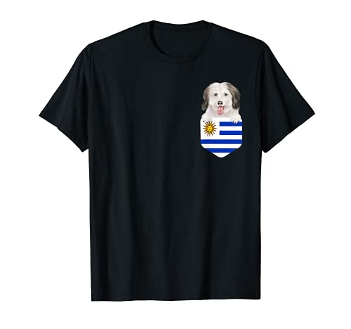 Uruguay Flag Coton de Tulear Dog In Pocket T-Shirt, Black