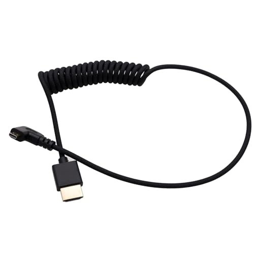 Image of HangTon Micro HDMI to HDMI 4K120 8K60 Cable for Canon R6 R5C R10 R7 Sony ZVE1 A7C A7R A7S Lumix S5 S9 GH4 Camera ATOMOS Ninja V Ultra SmallHD Portkeys Monitor, L-Shape 90-Degree Type A D 50cm