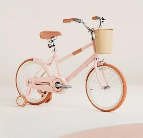 WGM 子供用自転車 16/18インチ 前カゴ ベル 補助輪付き キッズバイク バランス感覚 お祝い プレゼント ギフト かわいい 女の子 男の子 ※20インチ以上は補助輪の代わりにキックスタンドを標準装備 (16インチ,ピンク)