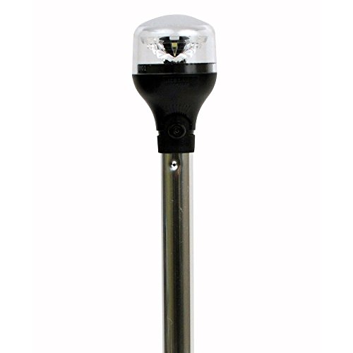5551-PA20-7 - Aftermarket Replacement Attwood Lightarmor All-Around Light - 20 Inch Aluminum Pole - Black Vertical Composite Base With Adapter Compatible with Attwood Marine