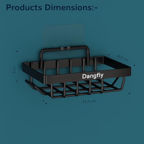 Image of Dangfly Self Adhesive Soap Dish for Bathroom & Kitchen | Stainless Steel Soap Holder /Stand /Case | Wall Mounted, Space Saving, Rust-Proof | Pack of 2 (Black)