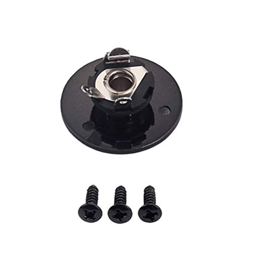 HEALLILY Receptacle Outlet Guitar Jack Plate 1/4 Inch Guitar Jack Plug Socket Round Output Input Pickup Jack Socket with Screws for Electric Guitar Bass (Black) V Guitar - Image 3