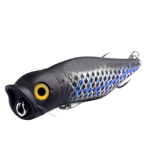 LLMWFA Señuelos de Pesca con Cebo Popper Flotante, Wobblers Artificiales Ganchos, Aparejos plástico, Duro, 9,2 cm, 17g, 1 ud(Black)