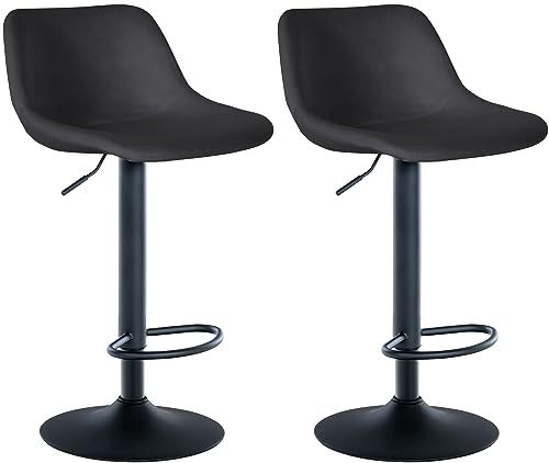 CLP Lot de 2 tabourets de Bar Loft I avec 2 tabourets de comptoir I Chaises avec Dossier, pivotantes à 360° et réglables en Hauteur I pour la Cuisine et Le comptoir,...