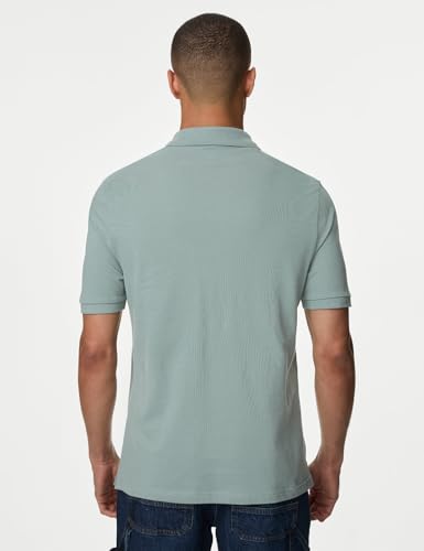 Image of Marks & Spencer Pure Cotton Pique Polo Shirt Green
