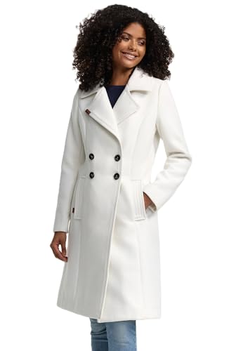 Navahoo Damen Mantel Trenchcoat Winterjacke Wintermantel B661 [B661-Wooly-Offwhite-Gr.M]
