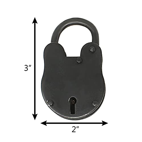 Image of Nautical Cove Antique Solid Iron Lock with Skeleton Keys - Pirate Treasure Lock (3 inch)
