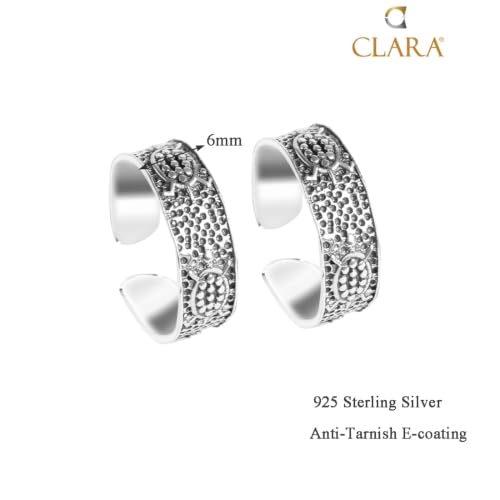 Image of Clara 925 Sterling Silver Size Adjustable Toe Rings Pair Gift for Women