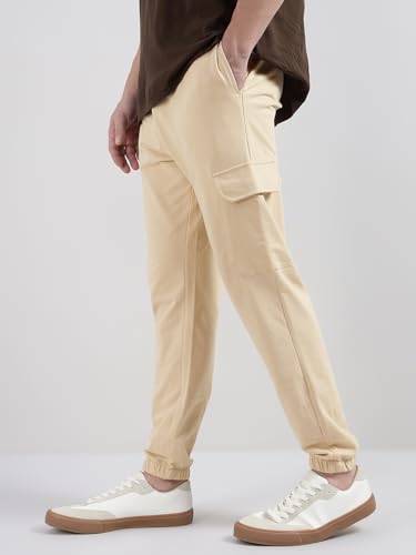 Image of Veirdo 100% Pure Cotton Regular Fit Mid Rise Trackpants with Side Pocket for Men & Boys