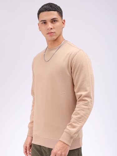 Image of The Indian Garage Co Men Regular Fit Solid Crew Neck Overhead Sweatshirt
