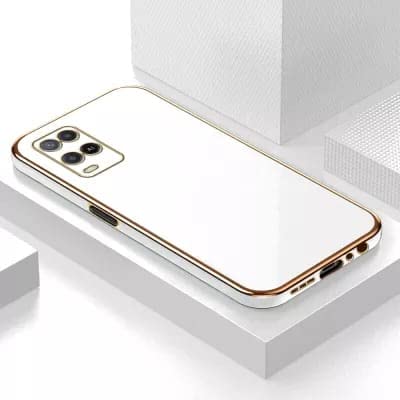 Image of Apurb Store for Oppo A54 Plating Square Gold Frame Phone Case Luxury Soft Silicone Back Cover (for Oppo A54, White)