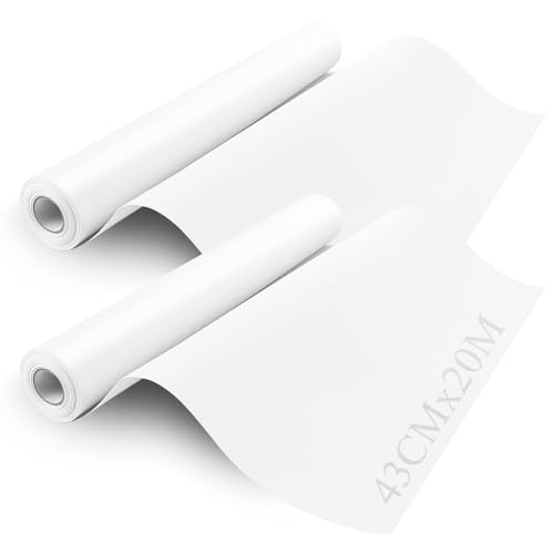 LDXDRU 2 Stück 43cm x 20m Zeichenpapier Rolle 80g/m Weiße Papierrolle Zeichenrolle Malpapier Skizzenrolle für Staffeleipapier Wandkunst Skizzieren Basteln Zeichnen Geschenkpapier