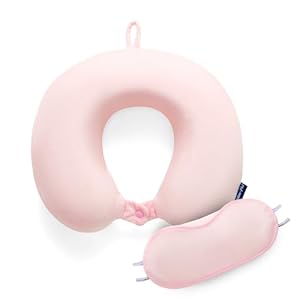 GC GAVENO CAVAILIA Neck Pillow Memory Foam | Extra Comfort Travel Pillow for Airplane | Lightweight Neck Support Pillow for Sleeping on Airplane, Car, Train, Bus | Soft Cushion Cover with Eye Mask