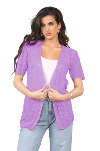 Image of Loxdonz Women's Short Sleeve Cropped Cardigan Sweaters Open Front Bolero Short Shrugs for Women
