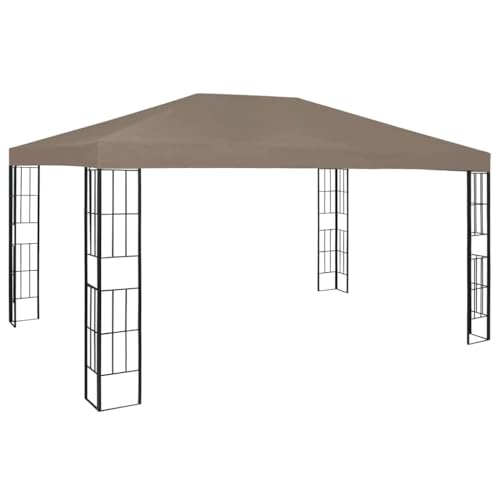 Tonnelle avec Guirlande Lumineuse Premium INLIFE 4x3 m Taupe Haute Résistance