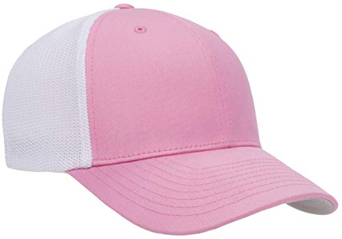 Image of Flexfit Trucker Mesh Fitted Cap | 6-Panel, Mid-Profile, Stretchable Mesh Backing, Flexfit Sweatband, Curved Visor, Silver Undervisor