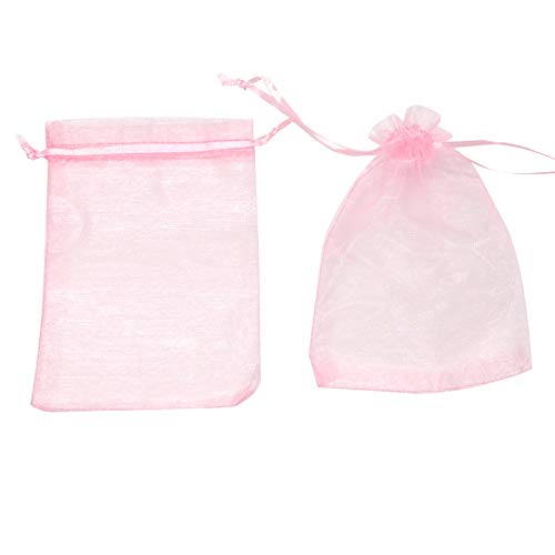 Image of Dealglad 50pcs Drawstring Organza Jewelry Candy Pouch Christmas Wedding Party Favor Gift Bags (6x8 inch, Pink)