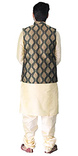 Image of Men's Silk Kurta Pajama Jacket /Waistcoat /Blazer Set