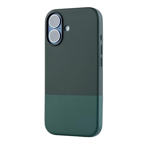 Image of TEKNE Dual-Tone Vegan Leather Case for iPhone 17 | MagSafe Compatible | 2m Drop Protection | Slim & Scratch Resistant | Raised Camera Protection Back Cover - Green