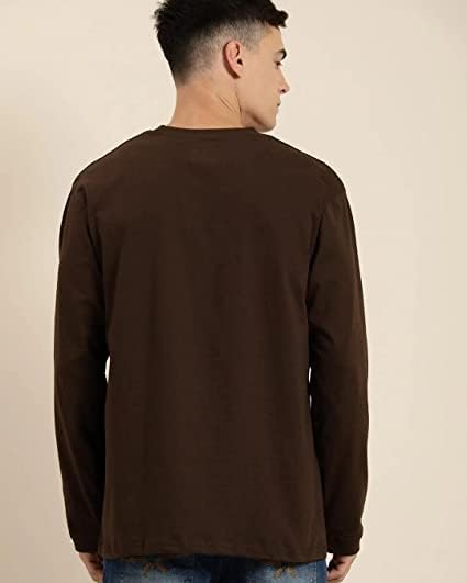 Image of Men's Solid Brown Oversized T-Shirt (Brown)