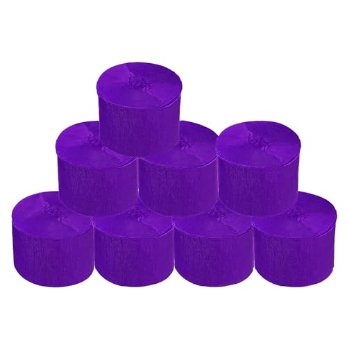Image of 8 Rolls Purple Crepe Paper Streamers, Wedding Birthday Baby Shower Halloween Party Decoration, Rainbow DIY Supplies, Living Room Bedroom Decor