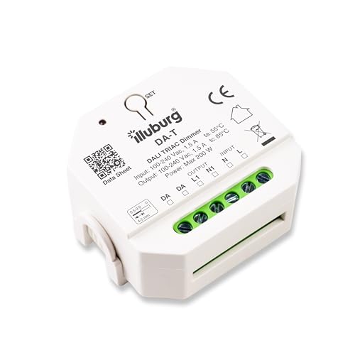 illuburg DALI PUSH Regulador para LED y Transformadores Regulables TRIAC hasta 200 W con 1 Dirección DALI Actuador de Regulación Controlador