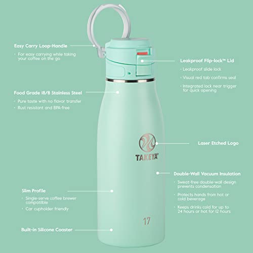 Takeya Traveler Insulated Coffee Mug, Leak Proof Lid, Bpa Free, 17 Ounce, Dodgeball Grey #TOP3