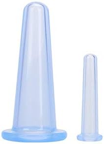 ACS Facial Cupping Set Silicone Suction Massage Cups Acupuncute Manual Therapy Face Massger, Transparent, Set of 2