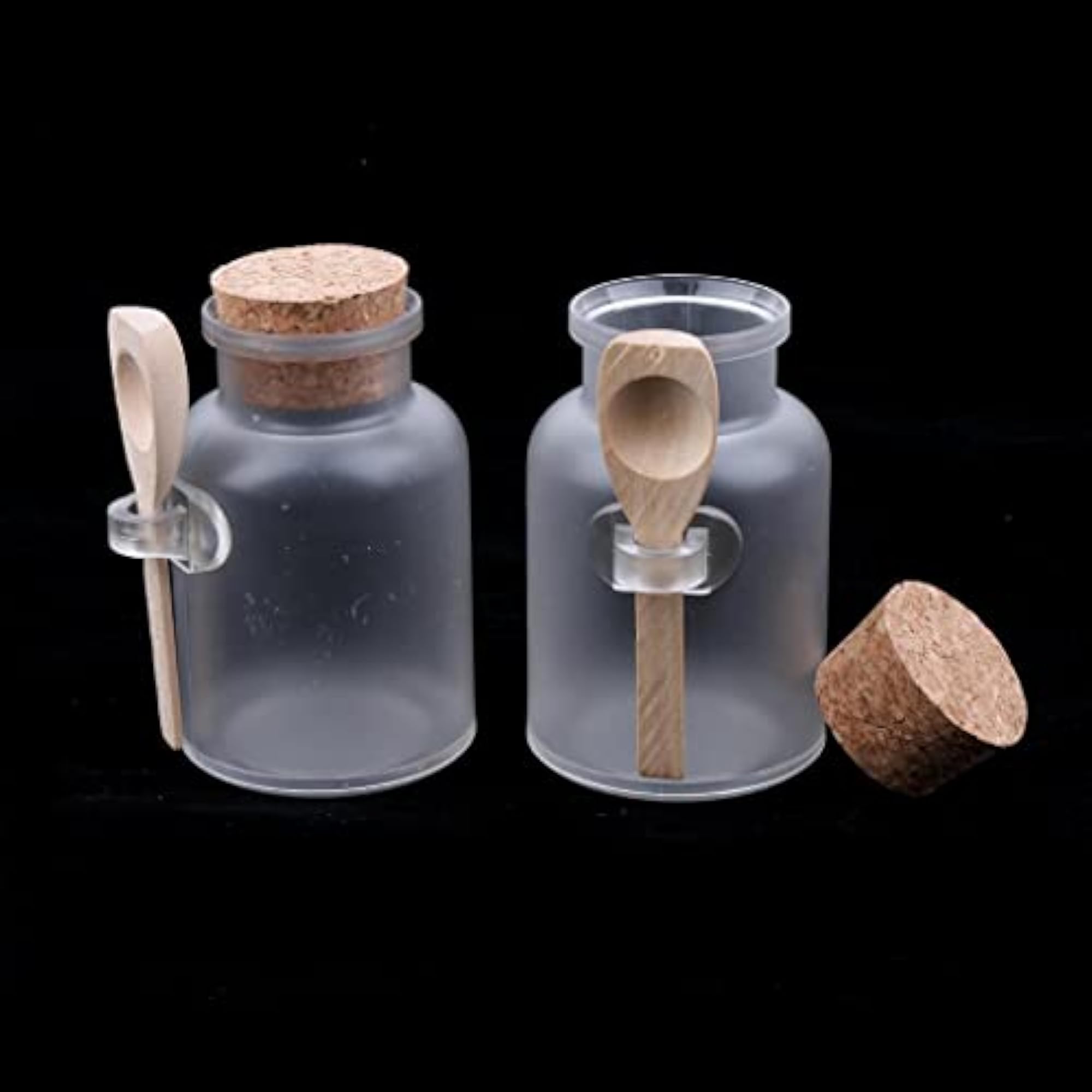 2 Pieces ABS Bath Salt Bottles Empty Clear Corked Jar