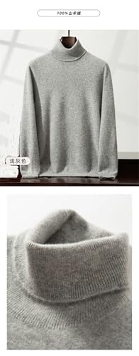 Men's Knitted Bottom Sweater Warm Solid Color Sweater High Collar Long Sleeve Pullover2