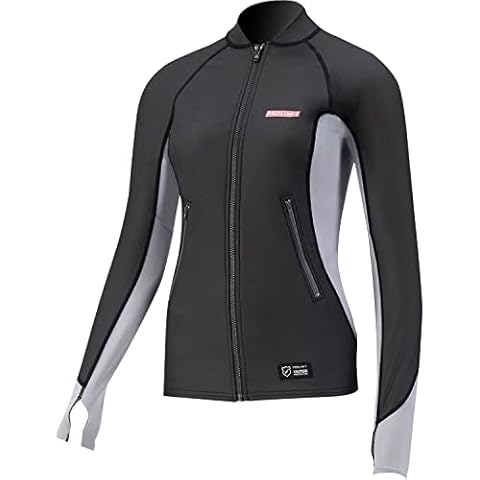 Prolimit Womens 1.5mm Loose Fit Splash Wetsuit SUP Stand Up Paddle Boarding Top - Black Grey - PU coated with plush inside Cover