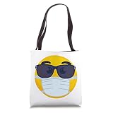 Face Medical Mask Emojis Wear Mask Emoticon Summer Sunglass Tote Bag