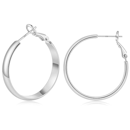 Image of Gacimy Gold Hoop Earrings for Women with 925 Sterling Silver Post | Hypoallergenic Lightweight Thick Hoops Earrings for Women Trendy Jewelry Gift